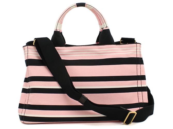 Prada B1877B Tote Bag Pink Canvas