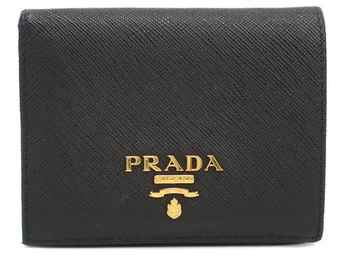 Saffiano Cartera bi-fold Prada en piel de becerro negra