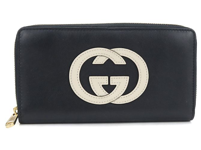 Cartera larga Gucci de piel negra