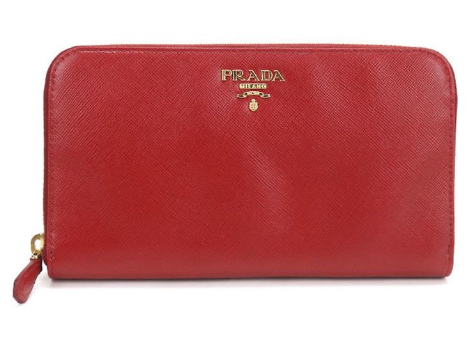 Saffiano Prada Langbeutel aus rotem Leder
