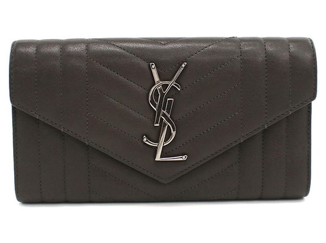 Autre Marque Saint Laurent Bi-Fold Langbrieftasche Grau