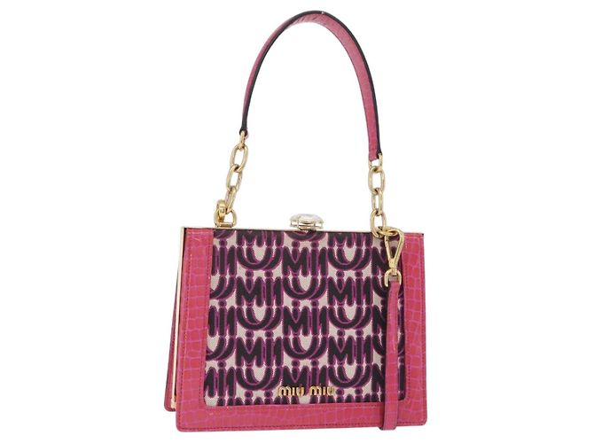 Bolsa de mão Miu Miu Canvas 2way Pink Gold