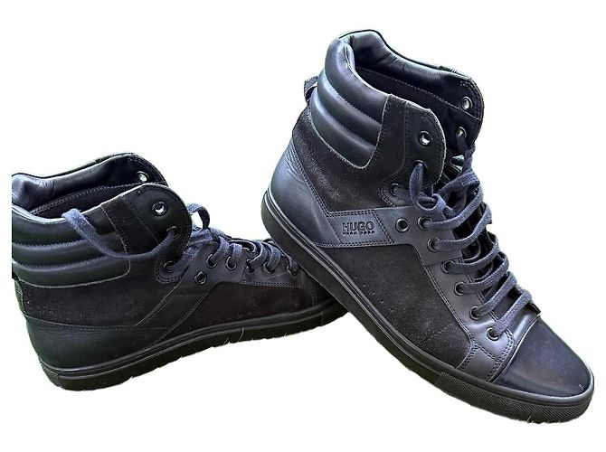 Hugo Boss Sneakers Alte Pelle e Camoscio Nero