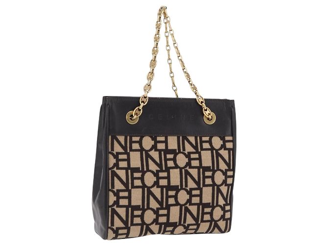 Céline Saco Tote com Corrente CELINE em Pele Bege Gold