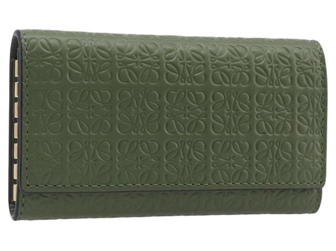 LOEWE Key Case Leather Green Gold Tone
