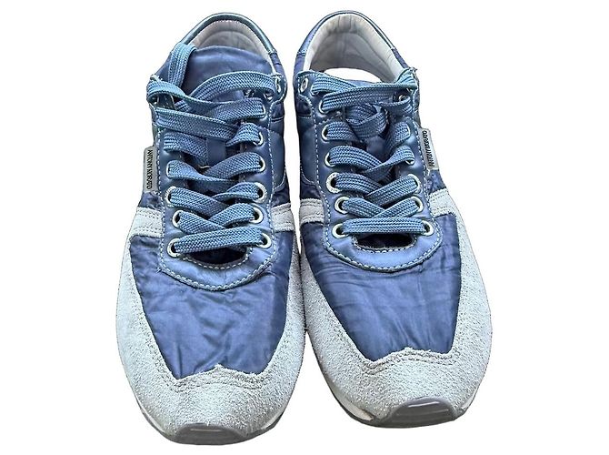 Autre Marque Antony Morato Baskets Bleues en Cuir et Daim
