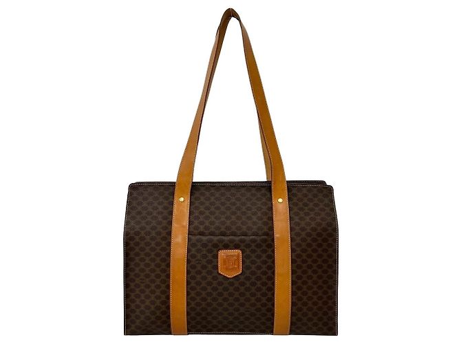Céline Celine Macadam Blazon Patterned Logo Leather Tote Bag