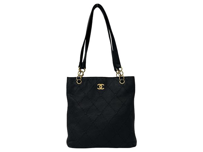 Chanel Wild Stitch Coco Mark Leather Tote Bag
