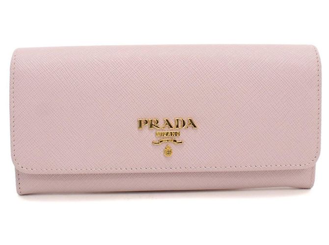Portefeuille long Prada pliable en rose