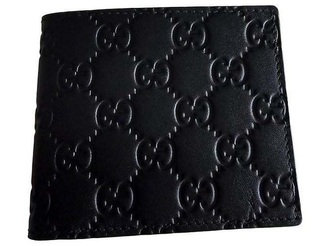 Gucci GG Emblem Flap Wallet Black Leather