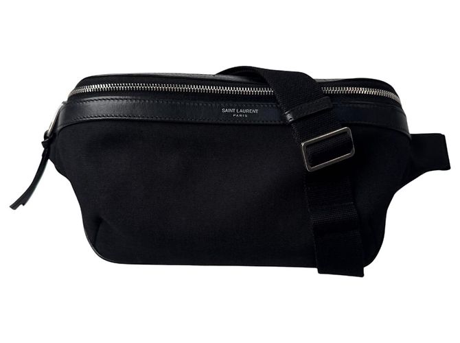 Autre Marque Borsa sling Saint Laurent in tela e pelle nera