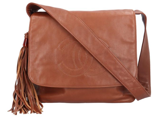 Timeless Borsa a tracolla Chanel in pelle marrone con frange