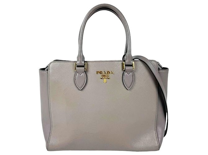 Prada Greige Leather Handbag
