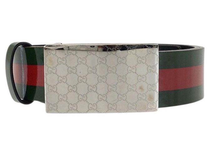 GUCCI GG Pattern Web Stripe Leather Belt