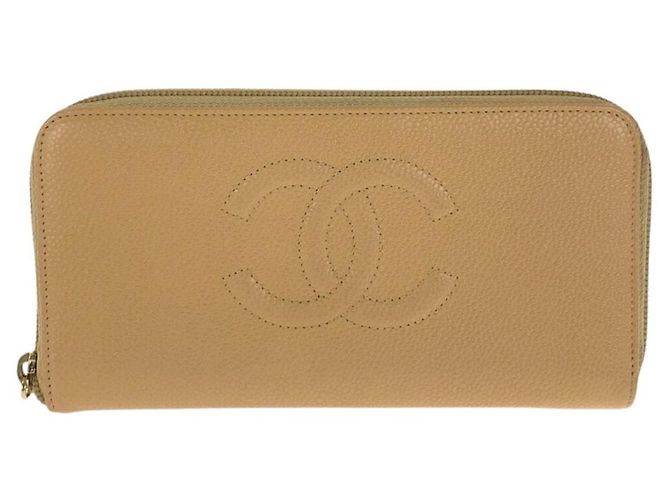 Carteira longa Chanel Coco Mark em couro caviar