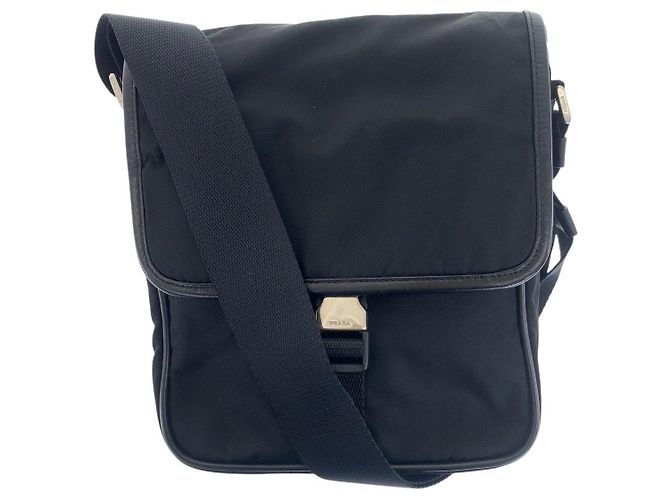 PRADA Tessuto Triangle Logo Plate Shoulder Bag