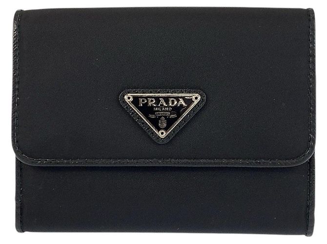 CARTEIRA EM TESSUTO COM PLACA DE LOGO TRIÂNGULO PRADA