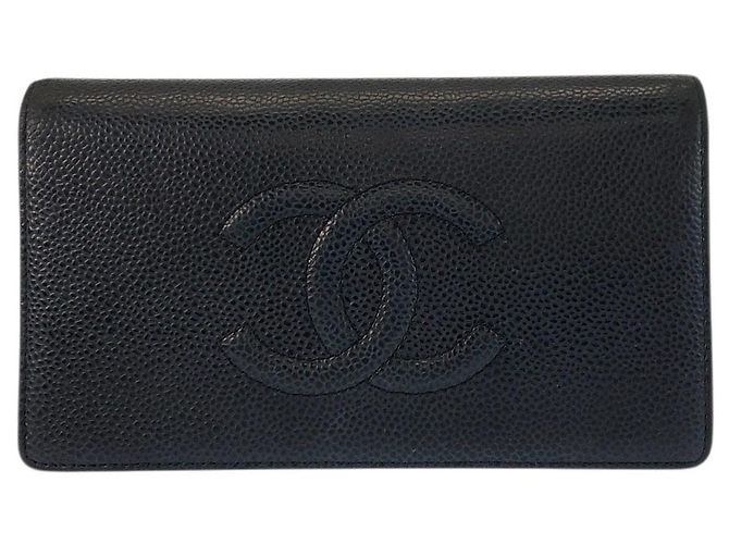 Chanel Coco Mark Leather Long Wallet