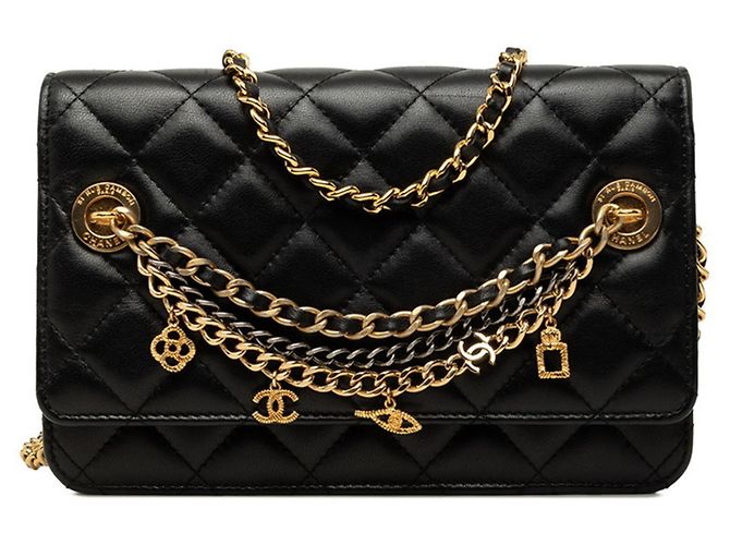 Borsa a tracolla con catena e portafoglio Chanel Coco Mark Matelassé