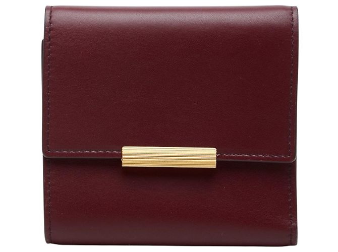 Cartera tri-fold de cuero Bordeaux Bottega Veneta
