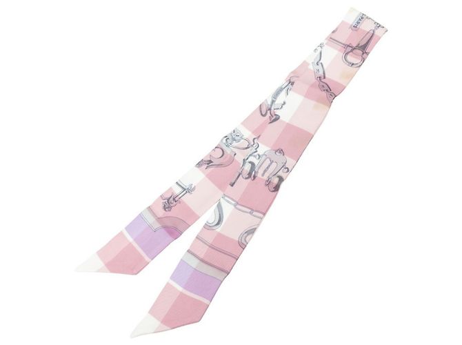 Hermès Lenço Twilly Hermes em seda rosa