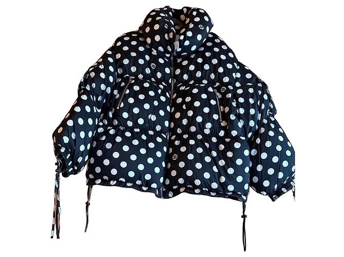 Dolce & Gabbana Down Jacket Polka Dot Black White