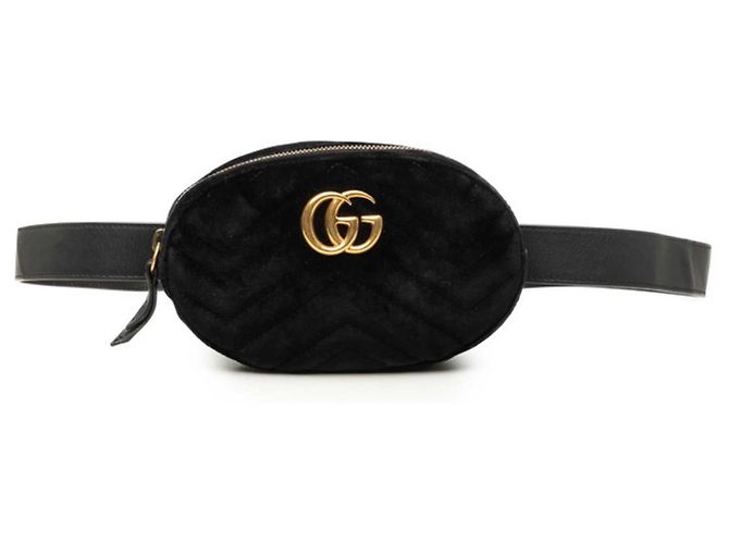 Borsa Sling Gucci GG Marmont in pelle nera e velluto