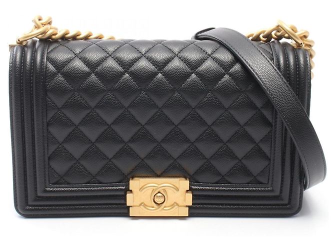 Le Boy Bolsa de Ombro Chanel Boy em Pele de Bezerro Grão Preta