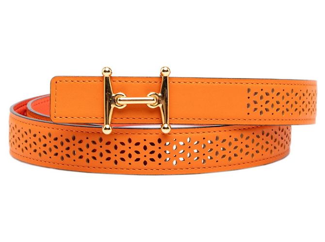 Hermès Hermes Mall H Belt in Orange/Red
