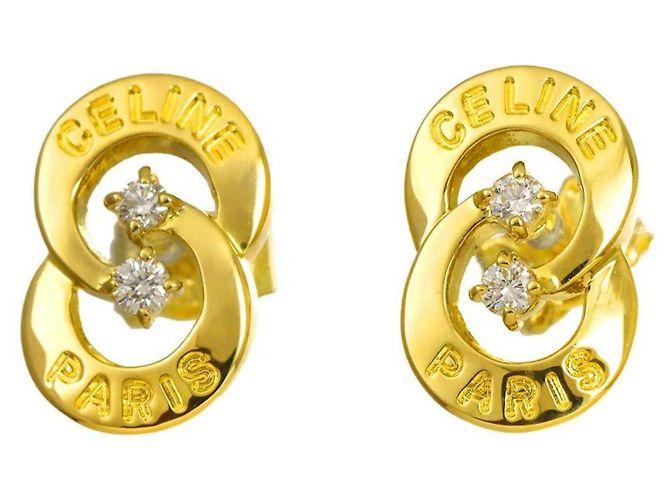Céline Celine CELINE Pendientes de círculo con diamantes
