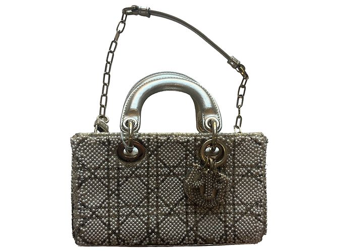 Christian Dior Lady D-Joy Cannage Perles en Cuir Micro