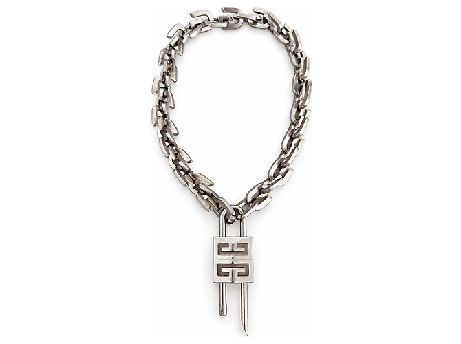 Collier Givenchy G Link Lock Chain en métal argenté