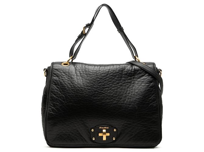 Borsa a mano e a tracolla Miu Miu in pelle nera
