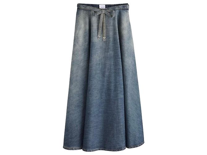 Dior Falda Maxi de Denim con dijes CD