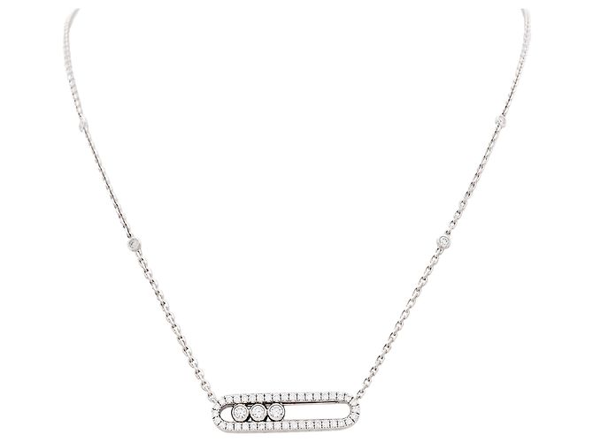 Collana Messika, "Move Classique pavé", modello piccolo, oro bianco e diamanti.