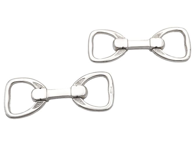 Abotoaduras Hermès, "Etrier", prata.