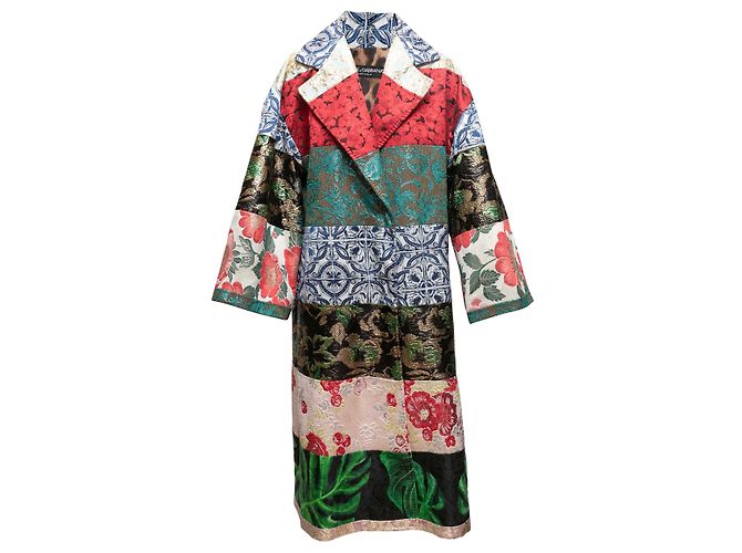 Multicolor Dolce & Gabbana Spring/Summer 2021 Patchwork Jacquard Coat Size US M