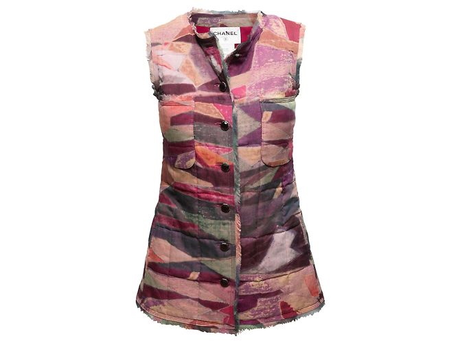 Multicolor Chanel Spring 2013 Quilted Silk Vest Size FR 36