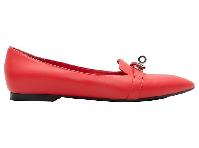 Hermès Hermes Spitzballerinas mit Schloss Rot Größe 37