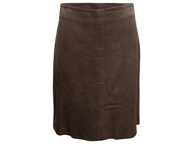 Jupe mi-longue en daim Prada marron Taille IT 40
