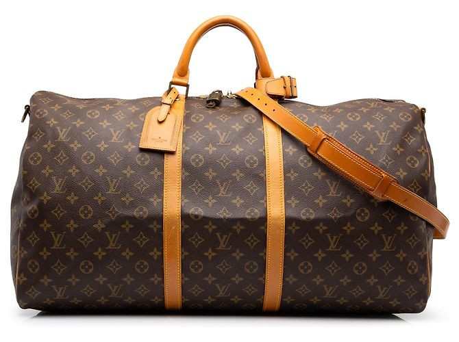 Borsa da viaggio Louis Vuitton Monogram Keepall Bandouliere 50 Marrone