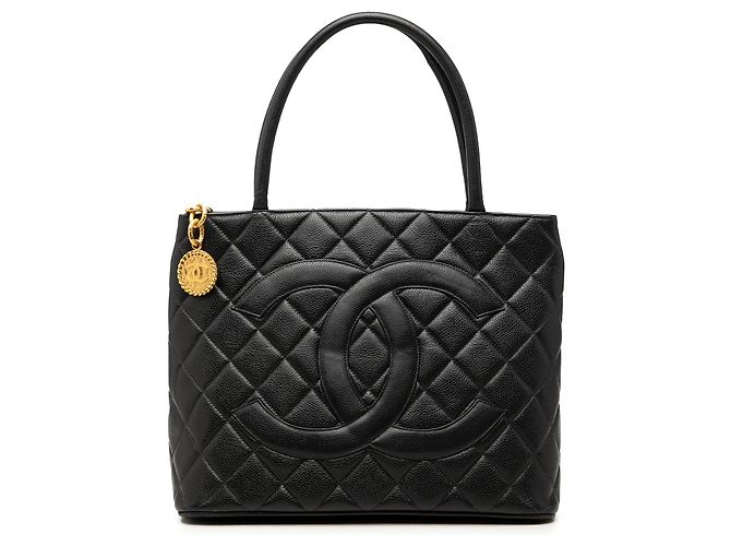 Borsa Tote Chanel Caviar Medallion Nera