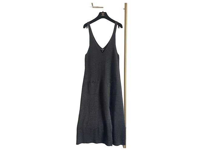 Chanel 23B Glitzerkleid Grau Größe 36