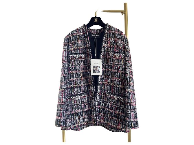Giacca Chanel 24A in tweed ricamato multicolor FR36