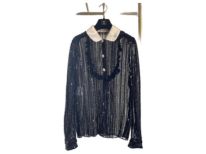 Top de seda preto transparente Miu Miu