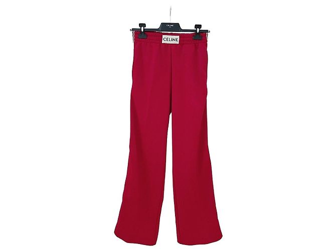 Pantalones Céline Rojos de Algodón con Rayas Blancas
