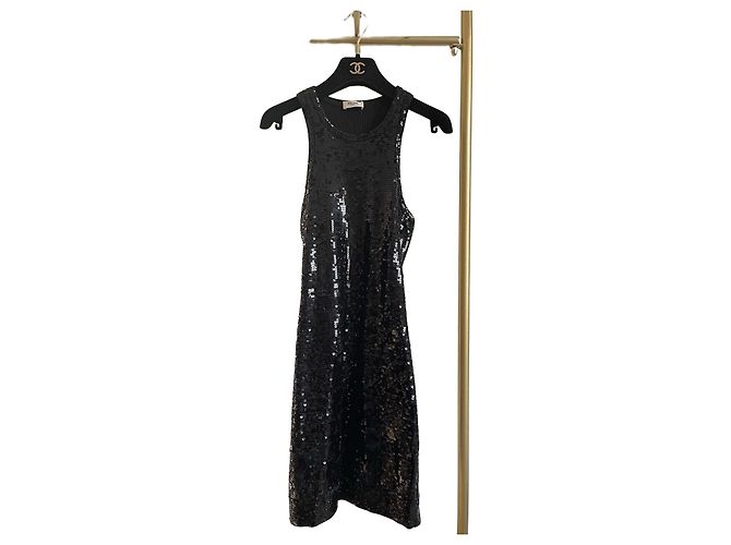 Céline Black Sequin Embellished Dress M
