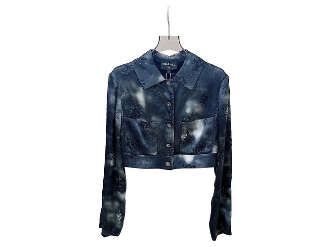Giacca Chanel in seta con logo sfumato nero