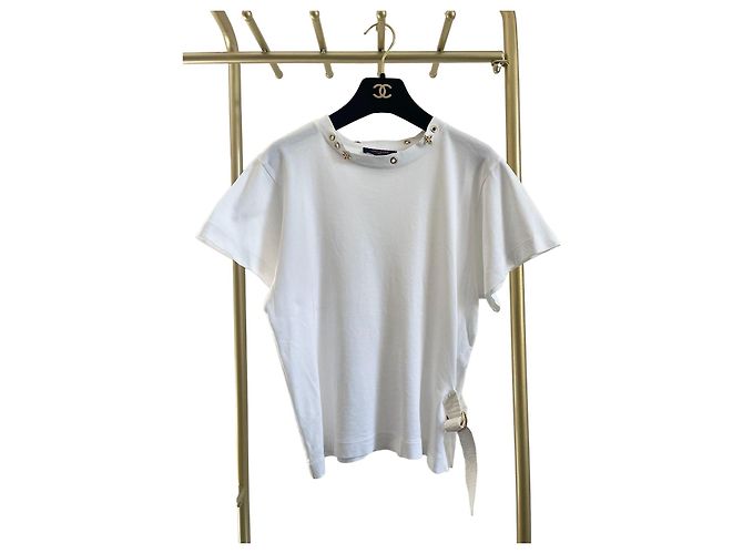 Louis Vuitton Top blanco de algodón con escote cutout XS