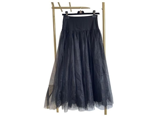 Dior Rock aus schwarzem Tüll und Gaze Polyester Größe 34